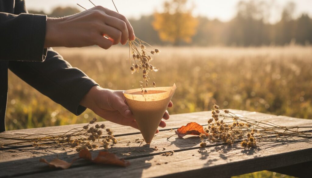 kaffefilter er godt til at tørre frø fra vilde planter